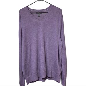 Banana Republic Extra Fine Merino Wool V Neck Sweater XL Purple